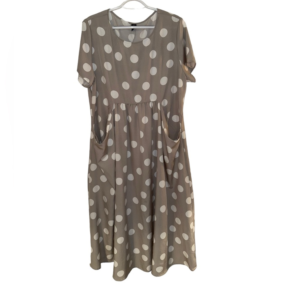 Women’s Emery Rose Light Gray & White Short Sleeved Round Neck Dress. Size XXL. - Picture 2 of 8